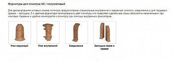 Заглушки ДЕКОПЛАСТ DP-МК «60» 6069 Дуб Северный  полуматовый левая+правая для плинтуса ПВХ (1 уп=300 шт)